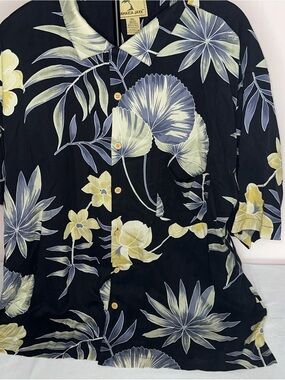 Jamaica Jaxx Black Shirt with Yellow & Pale Blue Floral Design